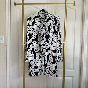 Diane Von Furstenberg Black and White Chain Print Dress